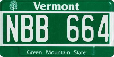 VT license plate NBB664