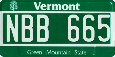 VT license plate NBB665