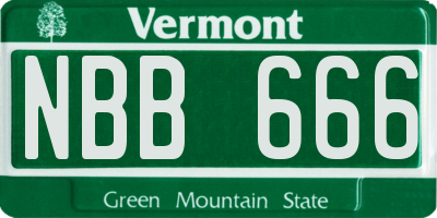 VT license plate NBB666