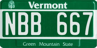 VT license plate NBB667