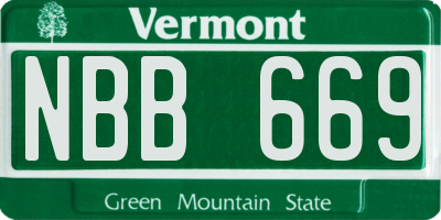 VT license plate NBB669