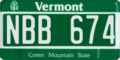 VT license plate NBB674