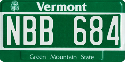 VT license plate NBB684