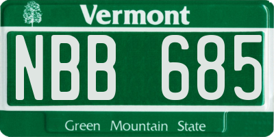 VT license plate NBB685
