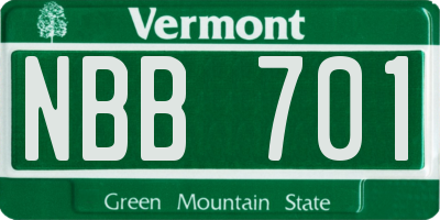 VT license plate NBB701