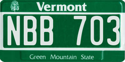 VT license plate NBB703
