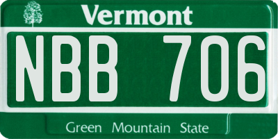 VT license plate NBB706