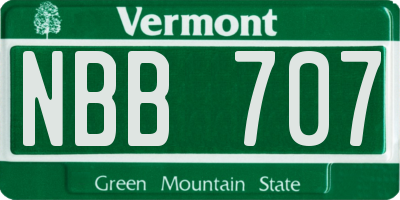 VT license plate NBB707