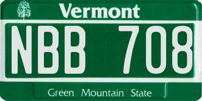 VT license plate NBB708