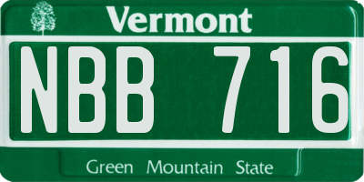 VT license plate NBB716