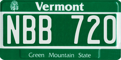 VT license plate NBB720