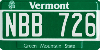 VT license plate NBB726