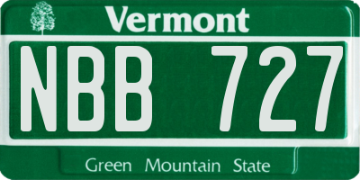 VT license plate NBB727