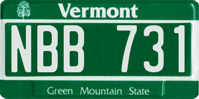VT license plate NBB731