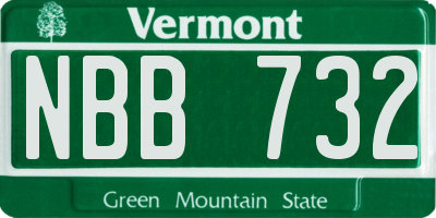 VT license plate NBB732