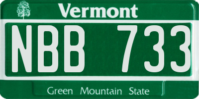 VT license plate NBB733