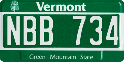 VT license plate NBB734