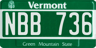 VT license plate NBB736