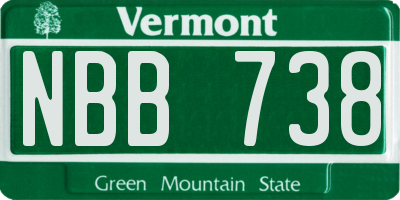 VT license plate NBB738