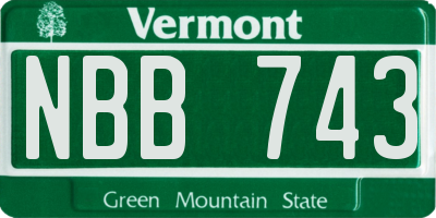 VT license plate NBB743