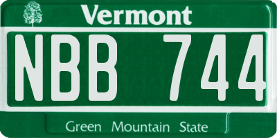 VT license plate NBB744