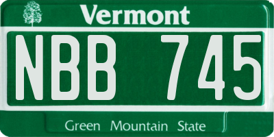 VT license plate NBB745