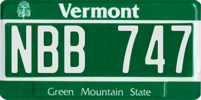 VT license plate NBB747