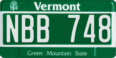 VT license plate NBB748