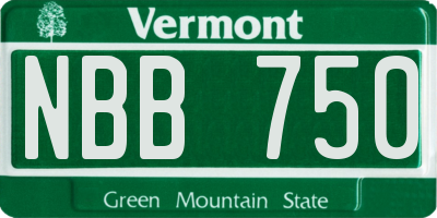 VT license plate NBB750