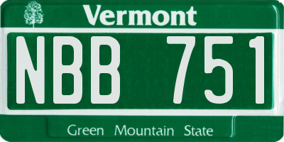 VT license plate NBB751