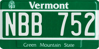 VT license plate NBB752