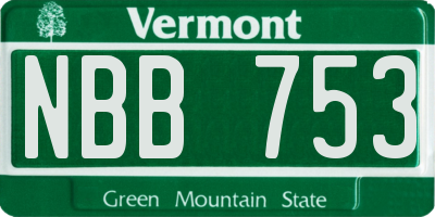 VT license plate NBB753