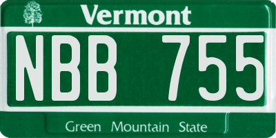 VT license plate NBB755