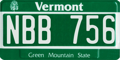 VT license plate NBB756