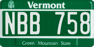 VT license plate NBB758