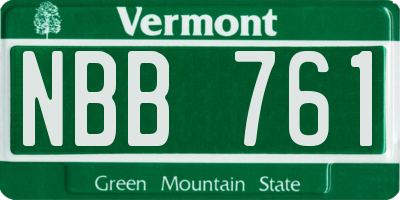 VT license plate NBB761