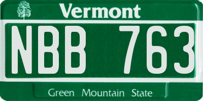VT license plate NBB763