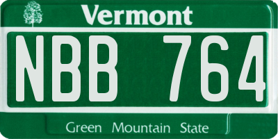 VT license plate NBB764