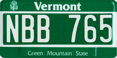 VT license plate NBB765
