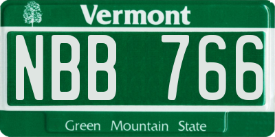 VT license plate NBB766