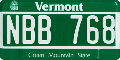 VT license plate NBB768