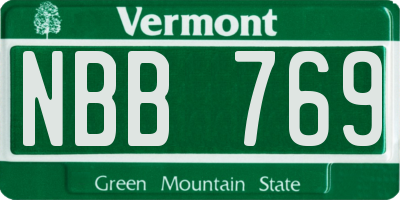 VT license plate NBB769
