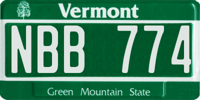 VT license plate NBB774