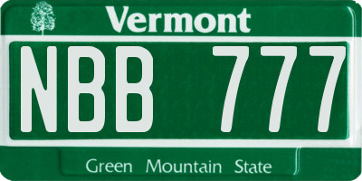 VT license plate NBB777