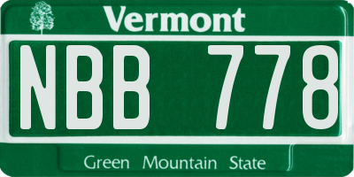 VT license plate NBB778