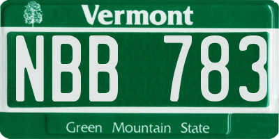 VT license plate NBB783