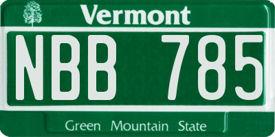 VT license plate NBB785