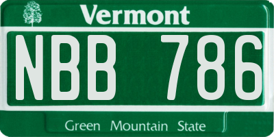 VT license plate NBB786