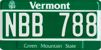 VT license plate NBB788