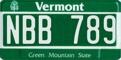 VT license plate NBB789